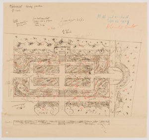 Jekyll's hand-drawn plan for the planting at Highmount, Surrey, courtesy of EDA
