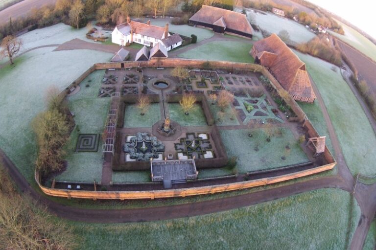 Aerial view of Cressing Temple walled garden