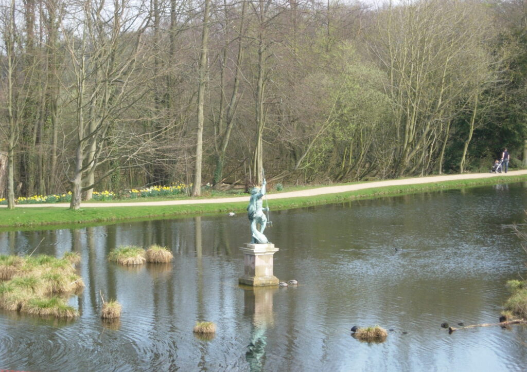 The statue of Neptune in the lake at Hardwick Park