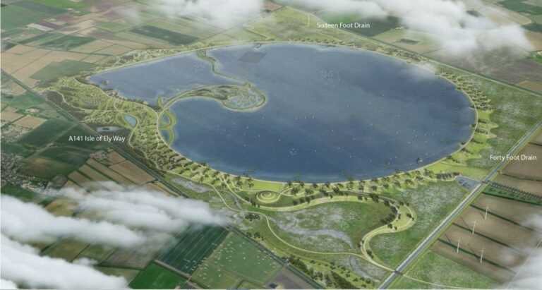 Illustration of the proposed Fens Reservoir, in Cambridgeshire  https://fensreservoir.co.uk/