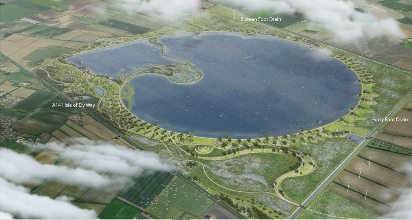 Illustration of the proposed Fens Reservoir, in Cambridgeshire  https://fensreservoir.co.uk/